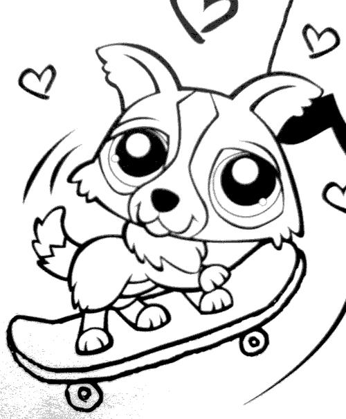 coloriage petshop chien skatteur